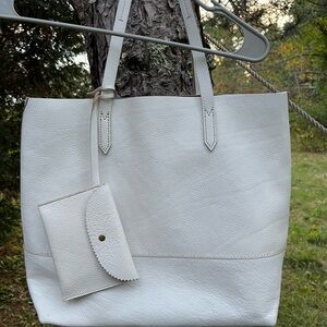 J. Crew Ivory Downing Tote Bag with Pouch